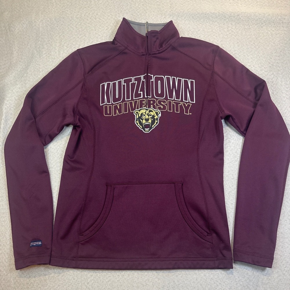 Jansport Kutztown University Pullover Women Medium Maroon Polyester 1/4 Zip Top